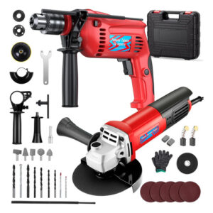 Taladro Esmeriladora 2 En 1 1200w 39 Accesorios Para Hogar Rojo Frecuencia