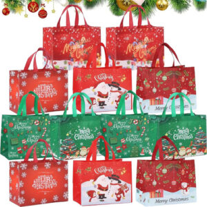 Bolsas De Regalo De Navidad Grandes 12 Piezas Reutilizables