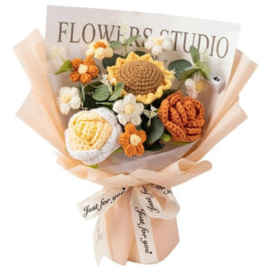 Ramo De Flores De Ganchillo Champán Rosas Y Tulipanes Decora