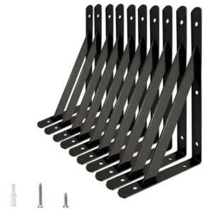 Soportes De Estante Triangulares Negros 30x19 Cm Set De 10
