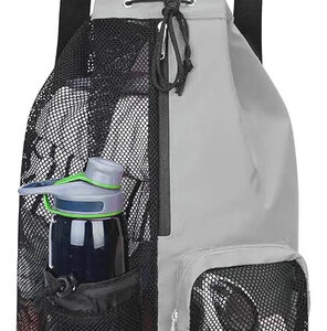 Bolsa De Malla Para Natación Con Bolsillo Impermeable 45 Cm Gris
