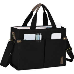 Bolsa Tote Mujer Negro Lona Western Diseño Liso Sólido Negro Diseño De La Tela Acabado De Los Herrajes Color De La Correa De Hombro