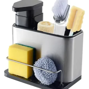 Dispensador De Jabón 3 En 1 Acero Inoxidable Para Fregadero Plateado