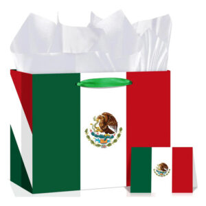 Bolsa De Regalo Papel Con Bandera México Para Fiestas Mexica