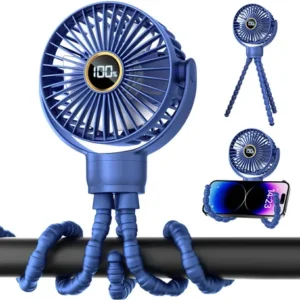 Ventilador Portátil Recargable 3 Velocidades Azul Plegable Azul