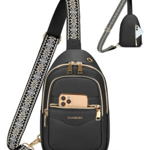 Bolso Crossbody Mujer Impermeable Ligero 4 Bolsillos Negro