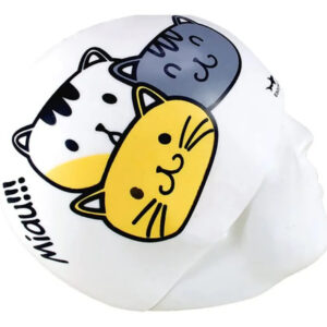 Gorra De Natación Silicona Gatitos Adulto Color Blanco Gatitos Diseño De La Tela Talla