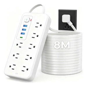 Regleta Multicontacto 12 En 1 Con 8 Tomas Y 4 Usb 8 Metros 12en1-rectángulo-negro