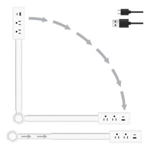 Extensor De Toma Corriente Usb-c Y Usb-a 2 Salidas 45 A 70 C Color