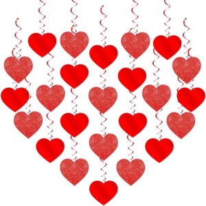 Adornos Colgantes Rojos Corazones Y Espirales 36 Piezas San