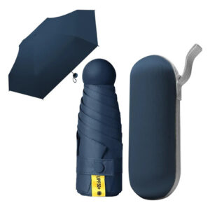 Paraguas De Bolsillo Plegable 2 En 1 Lluvia Y Sol Uv Resiste Azul Oscuro Diseño De La Tela