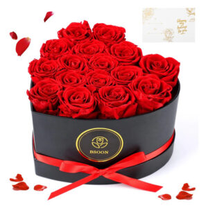 Rosas Preservadas En Caja Corazón Regalo Para Mujer 10cm