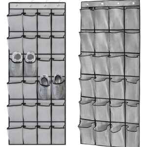 Organizador De Zapatos Colgado 24 Bolsillos Gris Para Puerta Gris