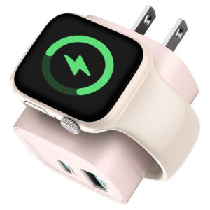 Cargador 3 En 1 Usb C Para Apple Watch iPhone Y AirPods Rosa Rosa