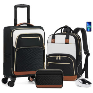 Equipaje De Mano 3 Piezas Con Bloqueo Tsa Impermeable 20 Pul