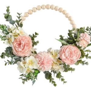 Guirnalda Floral De Cuentas De Madera Rosa Para Decoración