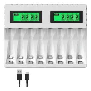 Cargador Rápido 8 Ranuras Para Pilas Aa Aaa Compatible Nimh