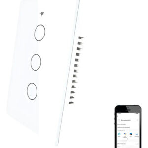 Interruptor Wifi Inteligente Táctil 3 Gangs Control Remoto Blanco