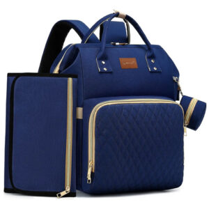 Mochila Para Pañales Funcional Impermeable Gran Capacidad 35 Azul Acolchado (rombos)