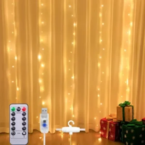 Cortina De Luces Led 3x3m 300led 8 Modos Control Remoto Color De Las Luces