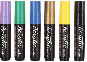 Rotuladores De Pintura Acrílica 10 Colores Punta 15 Mm Verde, Azul Marino, Rojo Ladrillo, Morado, Naranja Claro, Amarillo Brillante, Dorado, Plateado, Negro Intenso, Marcador