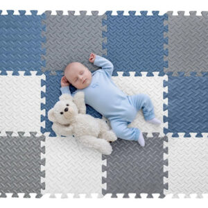 Tapete Puzle Para Ejercicio 12 Pack Espuma Eva 30x30 Cm Blanco, Gris, Gris Azulado
