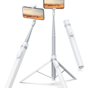 Trípode De Autoapertura 170cm Soporte De Celular Con Control Blanco