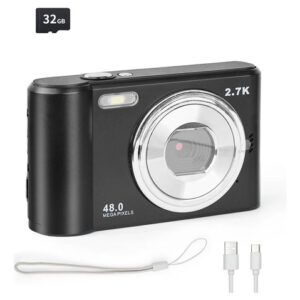 Cámara Digital 48mp Hd 1080p Vlogging 32gb Zoom 8x Niños Black