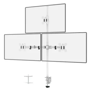 Soporte De Triple Monitor Ajustable Montaje En Mesa Metal Bl Blanco