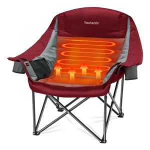 Silla De Camping Calentada Plegable Con 3 Niveles De Calor Gris/rojo (gray-red)