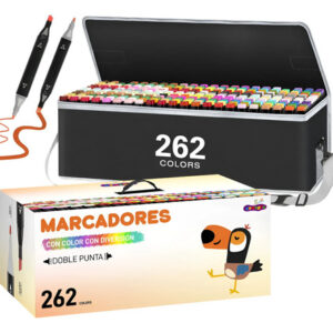 Plumones Doble Punta 262 Colores Pincel Y Cincel Para Arte 262 Colores