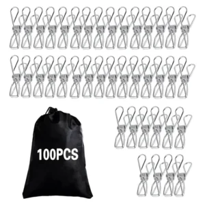 100 Pinzas De Acero Inoxidable 7 6 Cm Para Ropa Y Uso Diario
