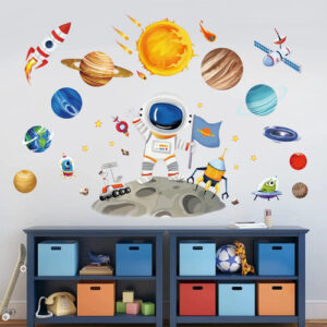 Calcomanías De Pared Astronautas Planetas Cohetes Bebé Decor B