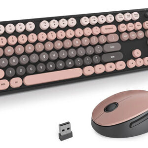 Teclado Y Mouse Inalámbrico Colorido 2 4 Ghz Teclado Retro Q