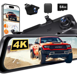 Espejo Retrovisor 30cm 4k Con Cámara Dual Gps Adas Visión No