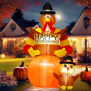 Pavo Inflable Acción De Gracias 180 Cm Calabaza Led Decoraci