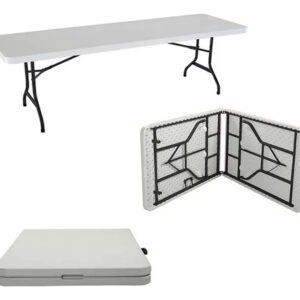 Mesa Plegable Portafolio 2.40m Plástico Blanco Ideal Eventos Blanco