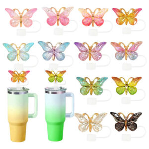 Cubiertas De Paja Acrílicas Pequeñas 12 Mariposas Flexibles