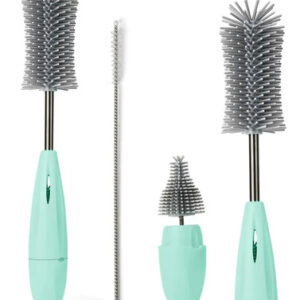 Set 3 En 1 Cepillos De Silicona Para Biberones Y Botellas Gris