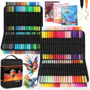 Plumones Doble Punta 168 Colores No Tóxicos Para Dibujo Y Le Varios Colores
