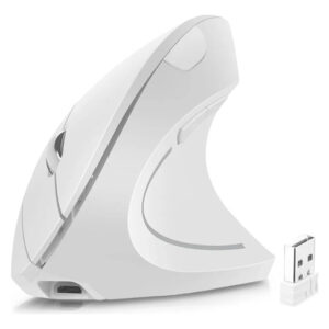 Mouse Inalámbrico Ergonómico Recargable 2.4ghz 1600dpi Blanc Blanco
