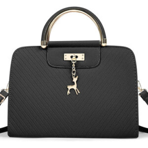 Bolsa Tote De Cuero Pu Negra Con Múltiples Bolsillos Para Mu