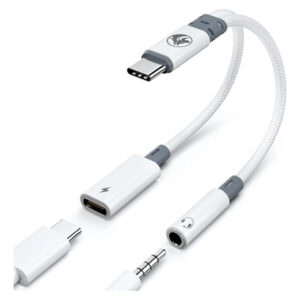Adaptador Usb C A Jack 3.5mm Carga Rápida 60w Audio Hifi Blanco