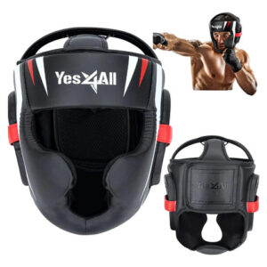 Casco De Boxeo Ajustable Cara Completa Negro Para Mma Y Kick Negro A. Medium