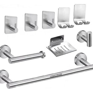 Juego De 9 Accesorios Para Baño Acero Inoxidable Plata Plata