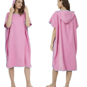 Bata De Baño Poncho Microfibra Rosa Secado Rápido 110x88 Cm Rosa Nombre Del Diseño