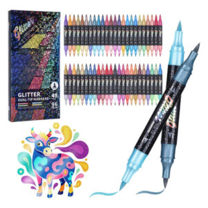Plumones De Purpurina 96 Colores Doble Punta Indelebles Multicolor