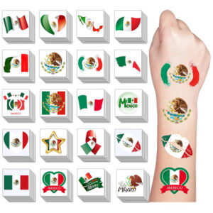 Tatuajes Temporales Banderas México 100 Piezas Resistente Al