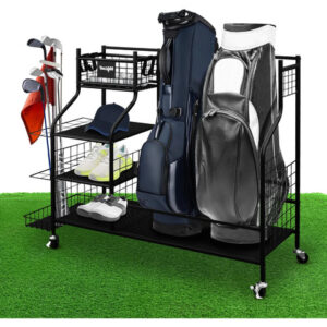 Organizador De Cochera Para Golf 3 Estantes Soporte Palos Ne Derecha Negro