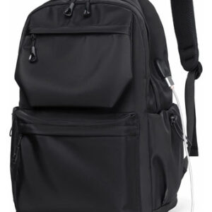 Mochila Portátil Impermeable Con Puerto Usb Para Hombre Y Mu Negro Diseño De La Tela